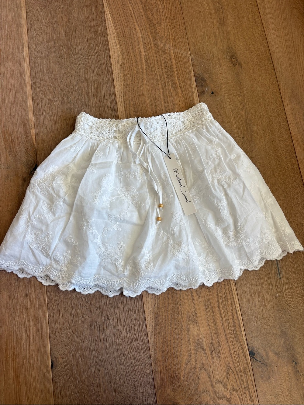 Mustard Seed Embroidered Cotton Skirt